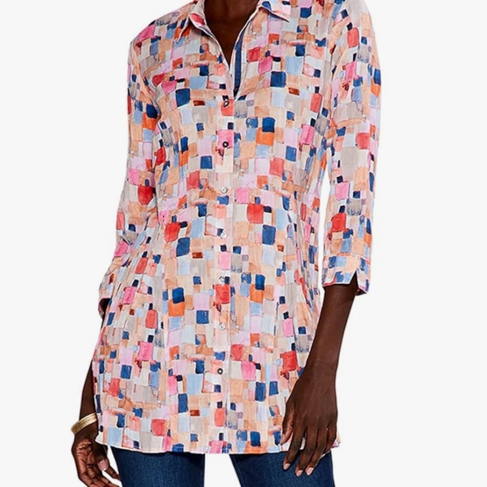 Nic and Zoe. Colorful Geometric Print Women's Top